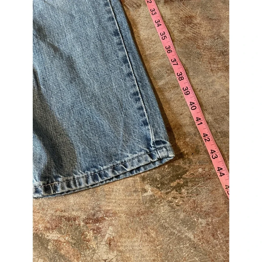 VTG Levi's 514 Slim Straight Leg Leather Patch Light‎ Blue Denim 38W x 30L *